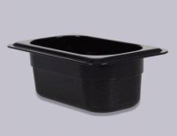 Siyah zeytinyağlı yemek gastronom küvetleri meze için plastik gastronom küvetlerinden GN 1/9 ölçülü bu gastronom kabın modeli GNP-1965 olup 6.5 cmlik derinliktedir.6.5 cm derinliği olan 0.57 litrelik şeffaf gastronom kaptır